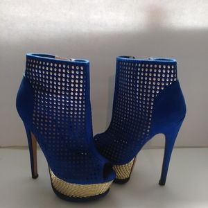 Cobalt blue and gold heels